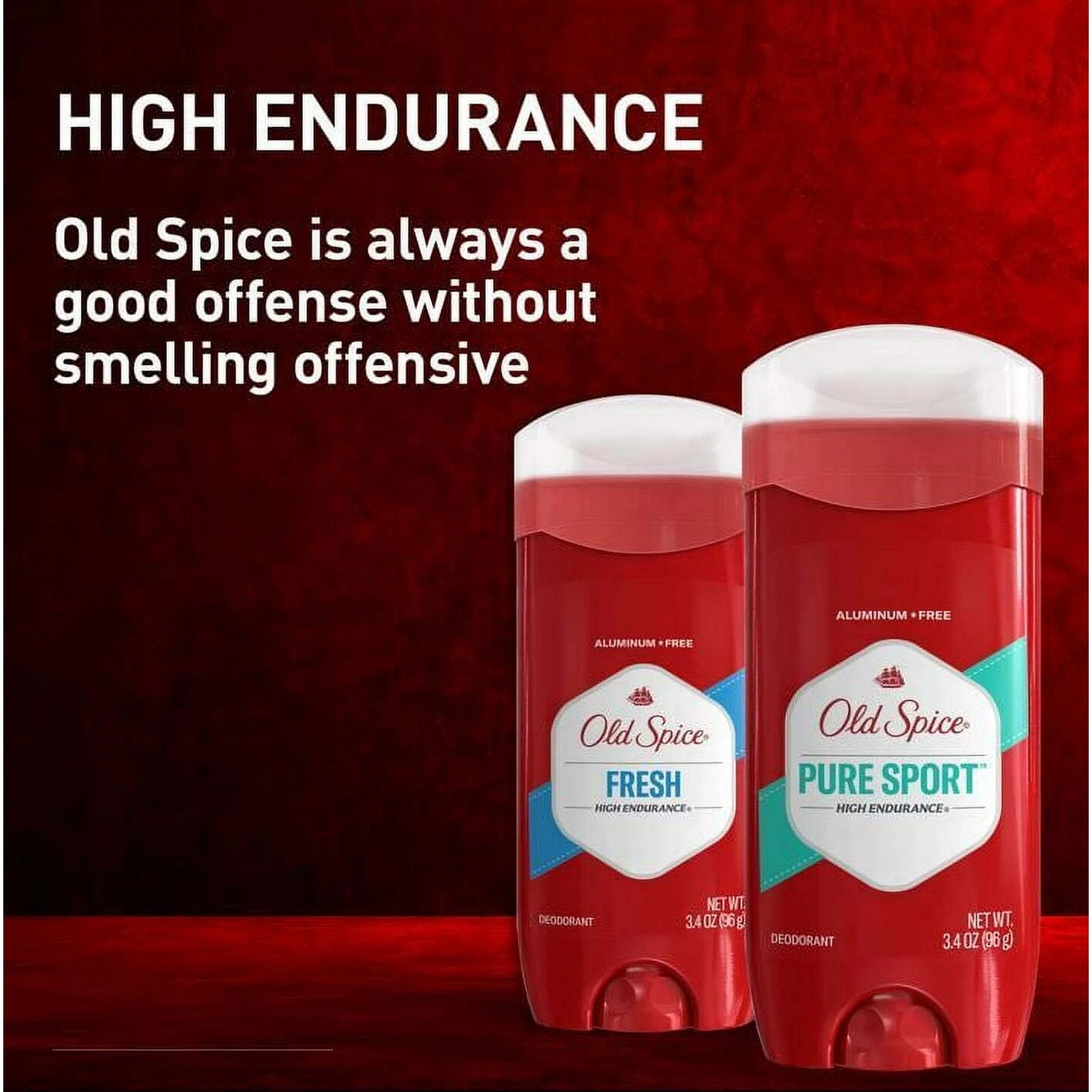 Old Spice Aluminum Free Men's Deodorant, High Endurance Pure Sport, 3.4 oz (2 Pack)