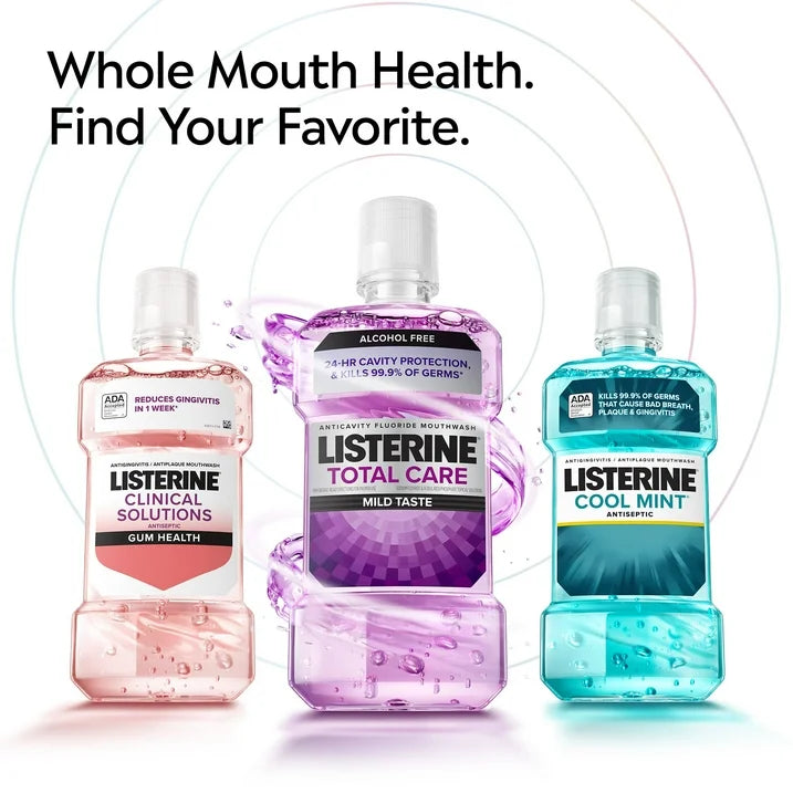 Listerine Total Care Anticavity Fluoride Mouthwash Oral Care, Fresh Mint, 1 L