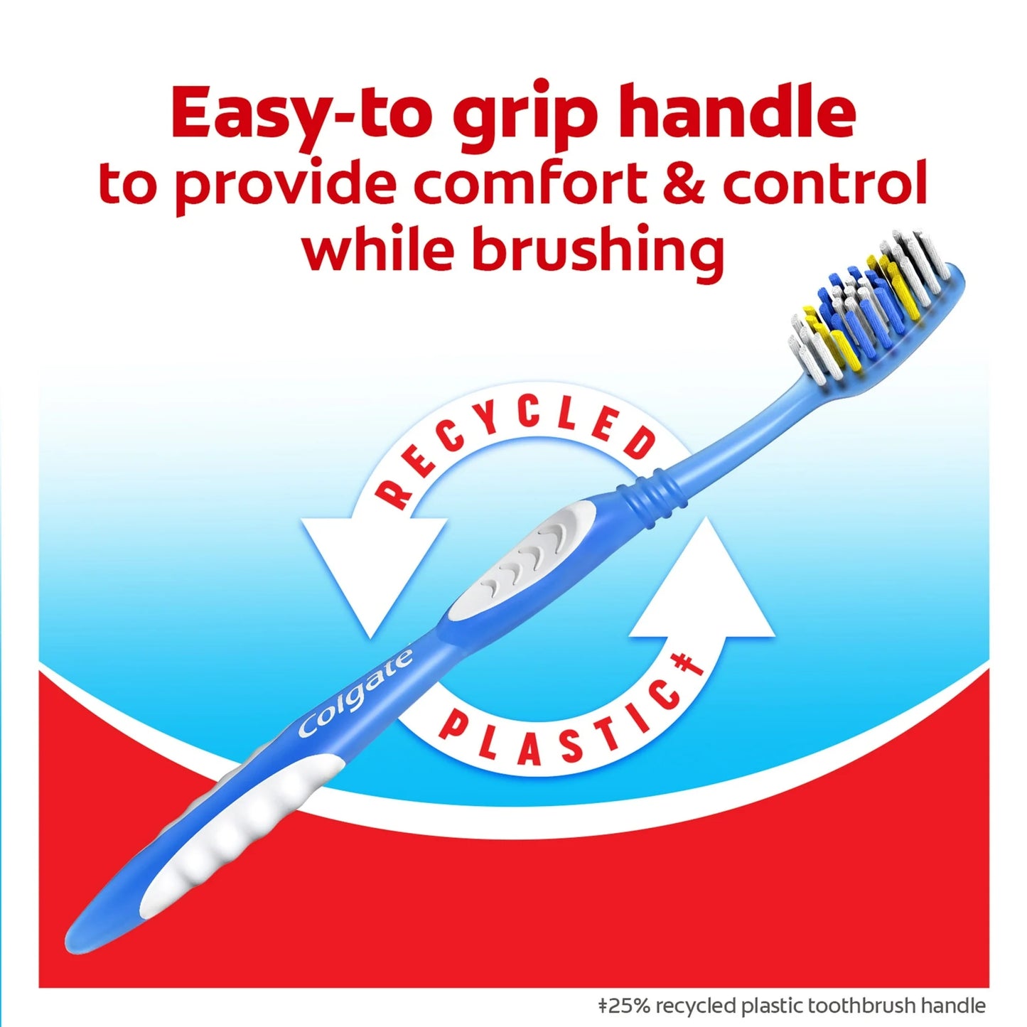 Colgate Extra Clean Flexible Grip Adult Manual Toothbrush, Medium, 4 Per Pack