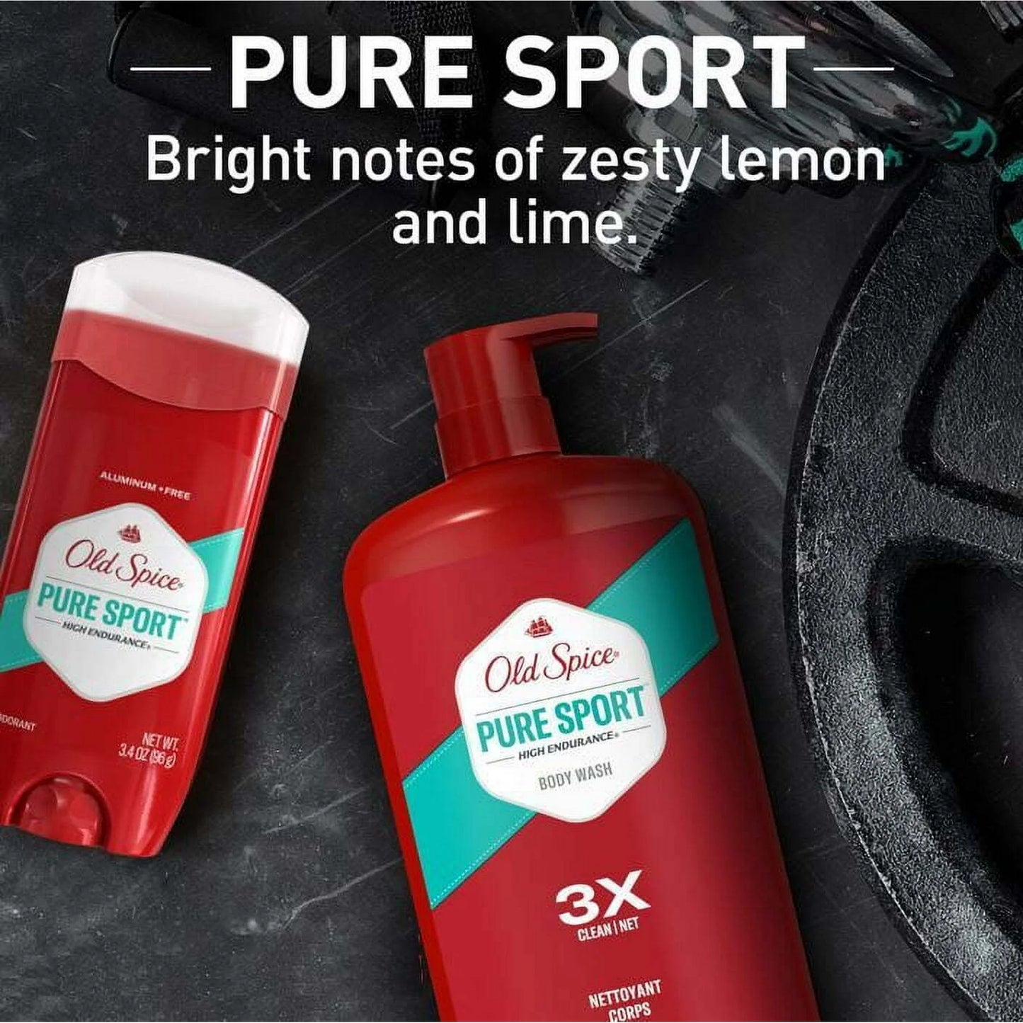 Old Spice Aluminum Free Men's Deodorant, High Endurance Pure Sport, 3.4 oz (2 Pack)