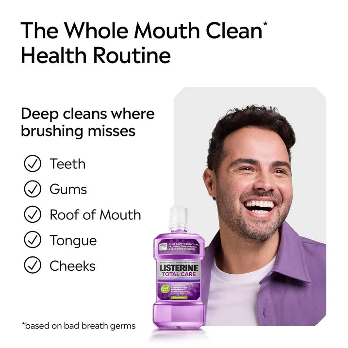 Listerine Total Care Anticavity Fluoride Mouthwash Oral Care, Fresh Mint, 1 L