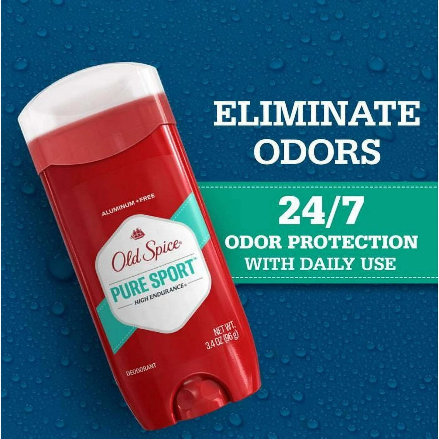 Old Spice Aluminum Free Men's Deodorant, High Endurance Pure Sport, 3.4 oz (2 Pack)