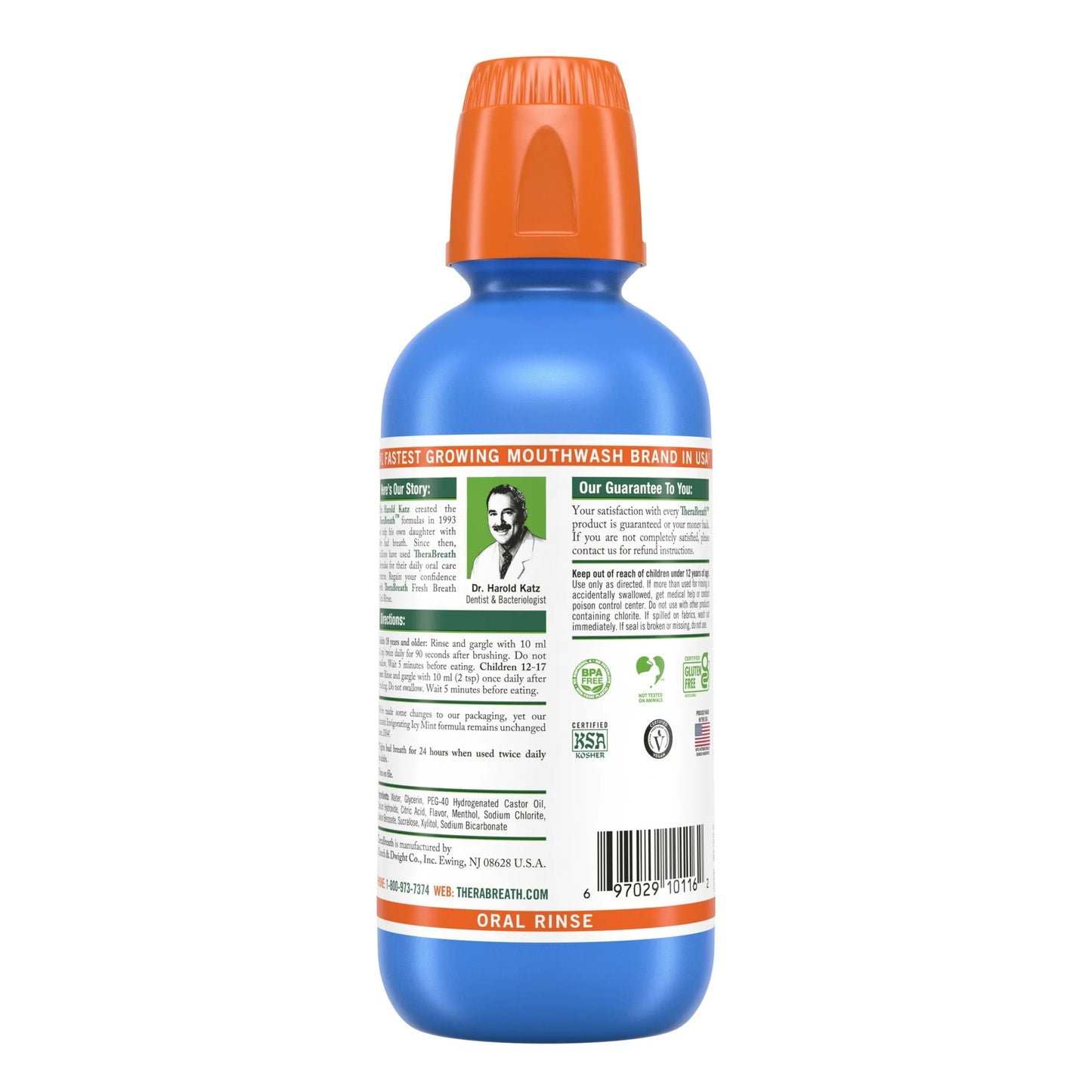 TheraBreath Fresh Breath Alcohol-Free Mouthwash, Mouth Rinse for Adults, Icy Mint, 16 fl oz
