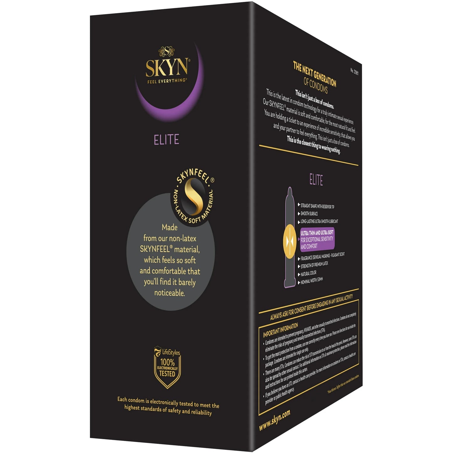 SKYN Elite Lubricated Non Latex Condoms, 36 Count