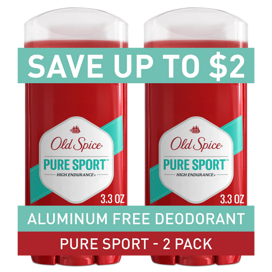 Old Spice Aluminum Free Men's Deodorant, High Endurance Pure Sport, 3.4 oz (2 Pack)