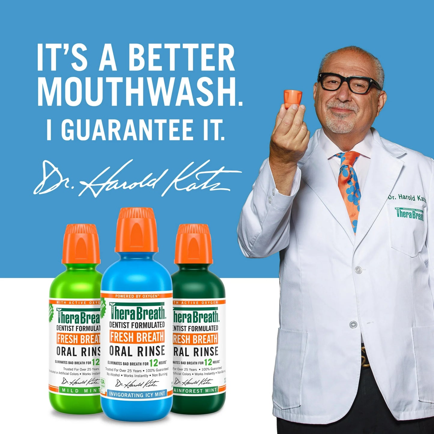 TheraBreath Fresh Breath Alcohol-Free Mouthwash, Mouth Rinse for Adults, Icy Mint, 16 fl oz